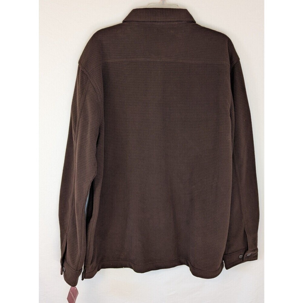 Vintage Covington Sears Men’s L Brown Waffle Knit Shirt Jacket Shacket Long Slve - Picture 2 of 6